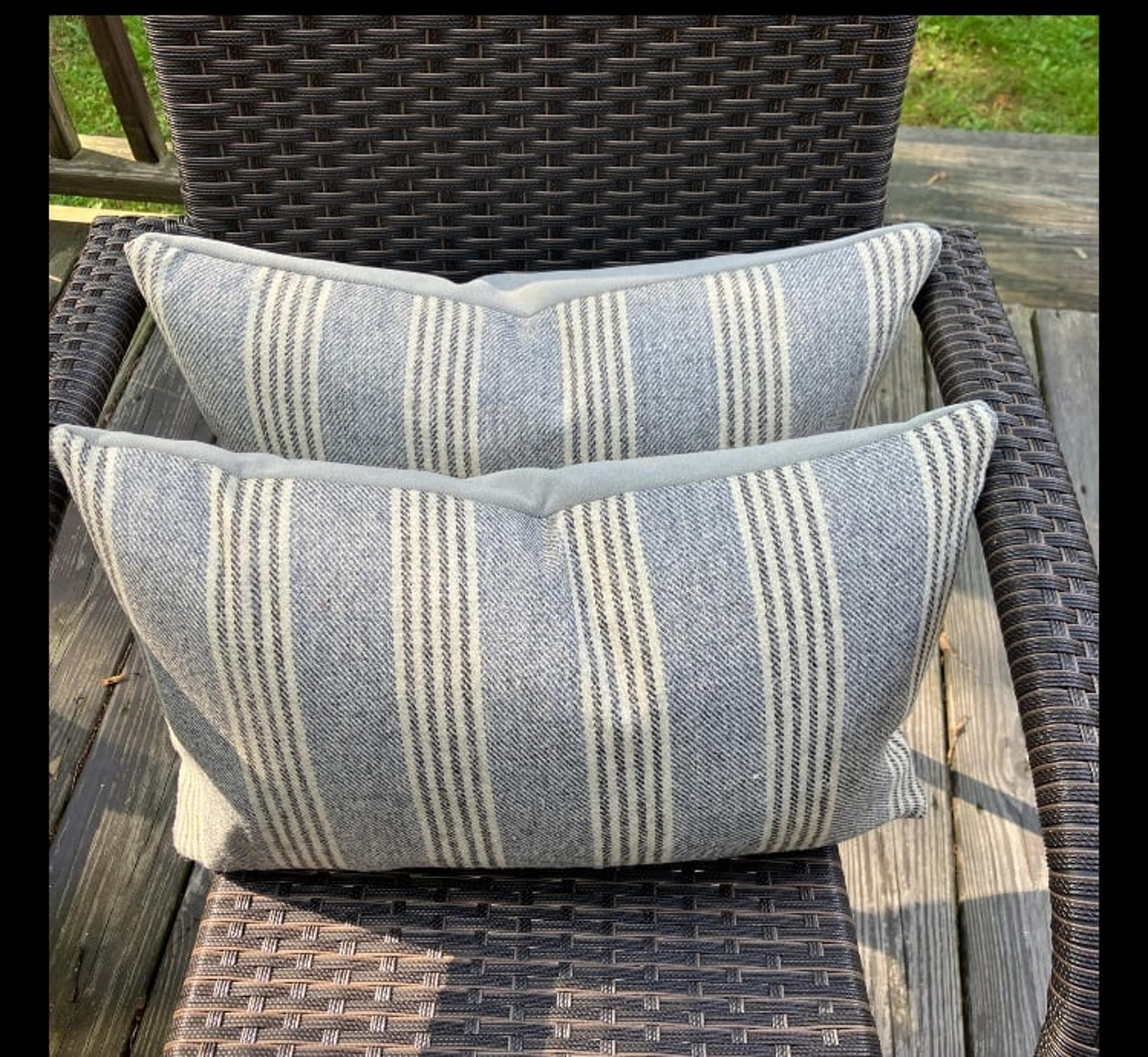 Fawkes Stripe Wool Blend Pillow Cover w/Feather Insert, Ralph Lauren, Pair