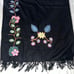 Smithsonian 100% Wool Black Flower Embroidery, Fringed Shawl From India