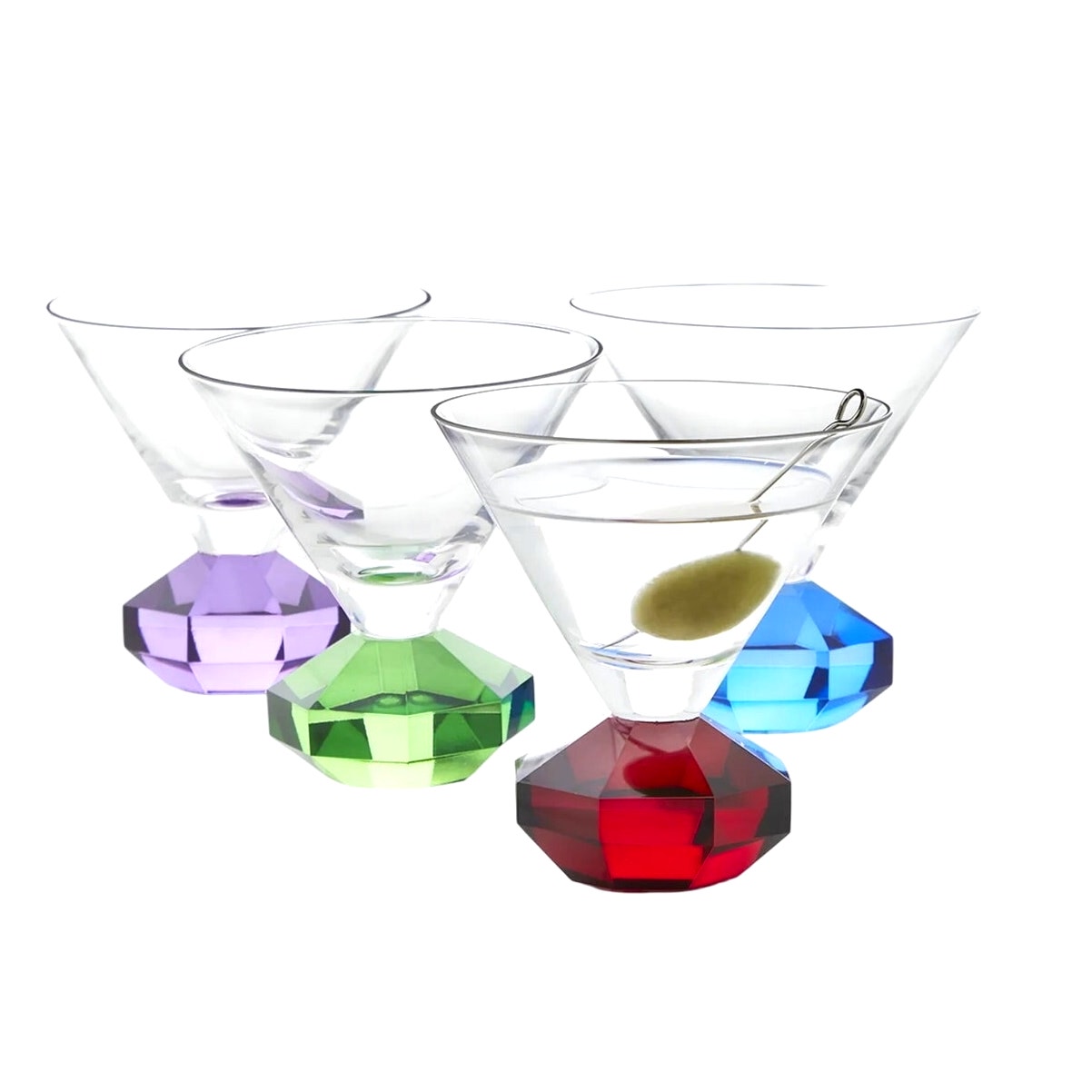 Neiman Marcus Gemstone Martini Glasses Set of 4 New In Gift Box