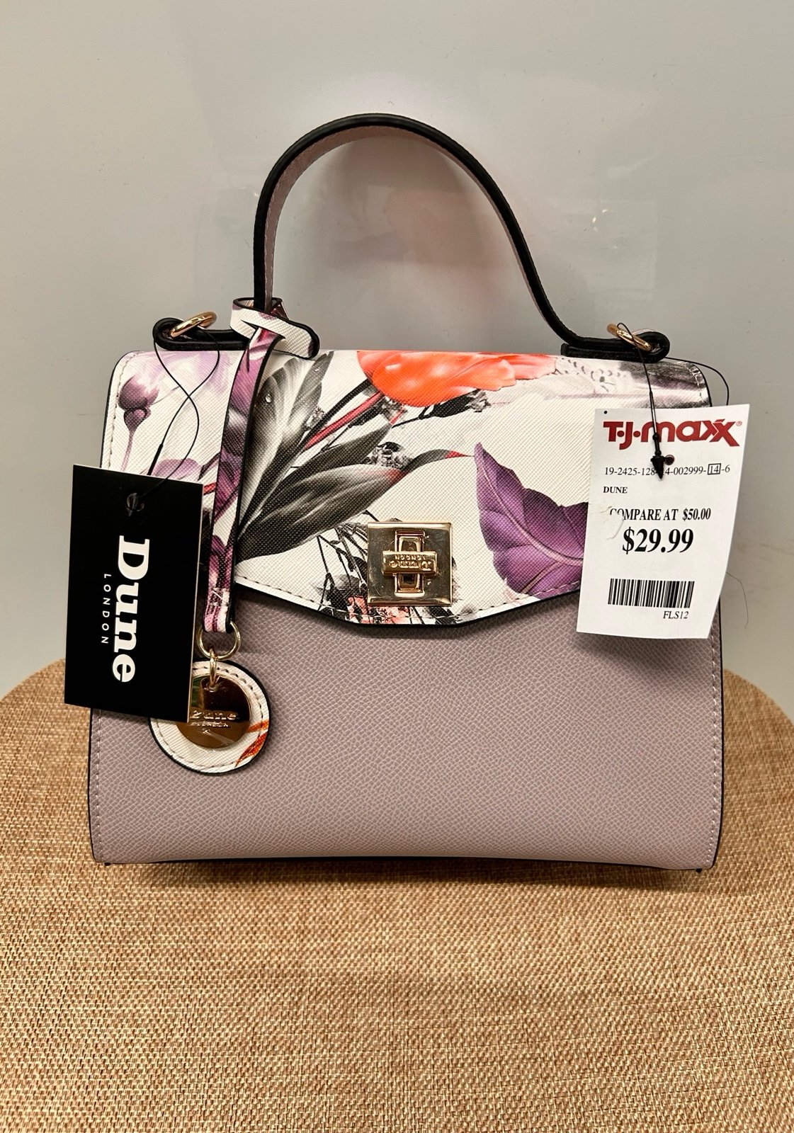 TJ Maxx Dune London purple lilac floral handbag purse small new with tags