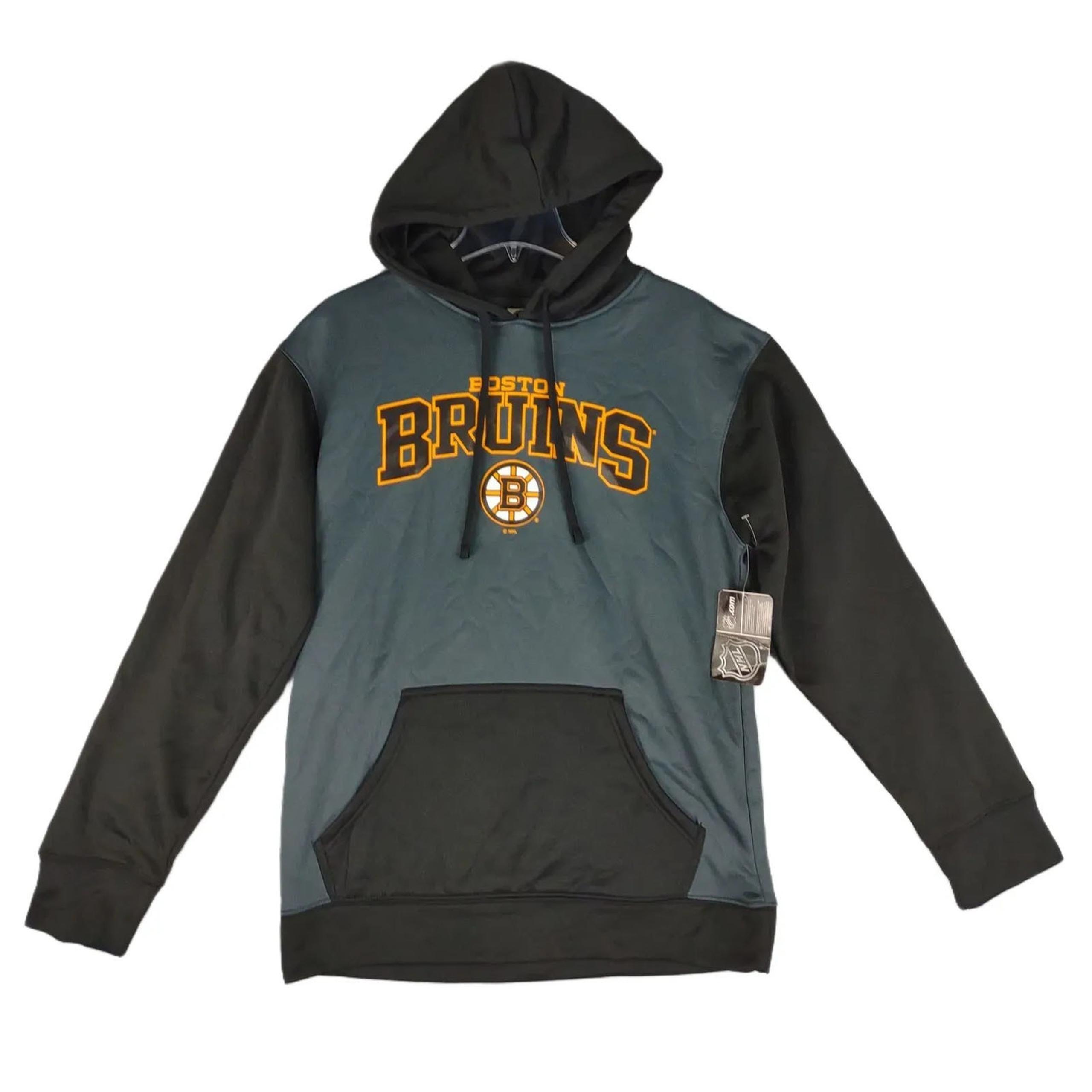 NWT NHL Boston Bruins Hockey Men's M Pullover Hoodie Sweatshirt Black Gray
