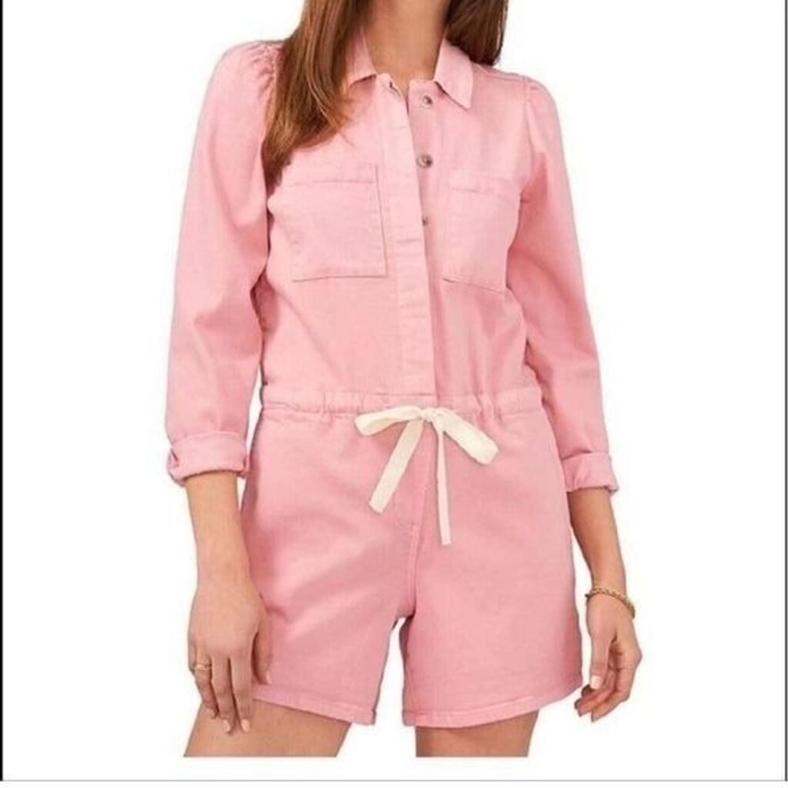 1. STATE Long Sleeve Tie Waist Romper Jumpsuit Blush Pink Casual S