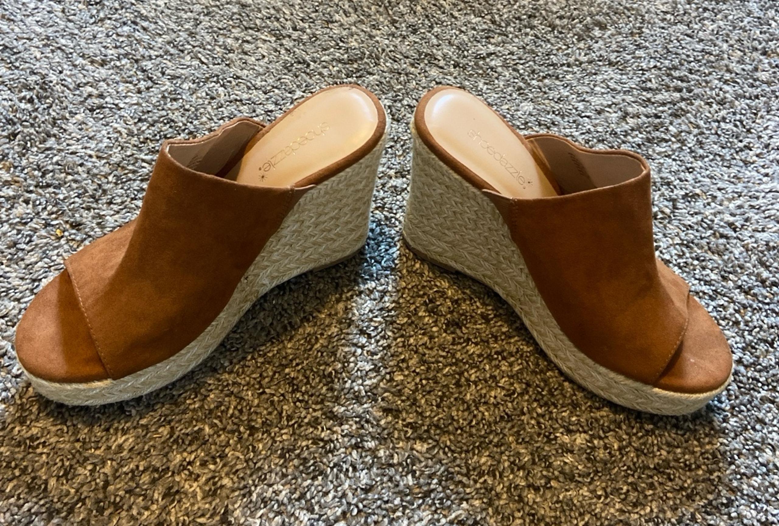 Camel tan brown wedge sandals shoe dazzle