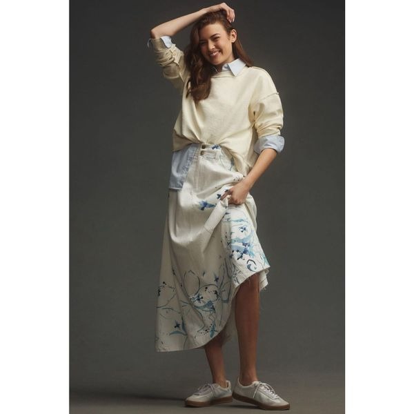NWT Anthropologie Pilcro x Manel Villalonga Sailcloth Maxi Skirt Size US6