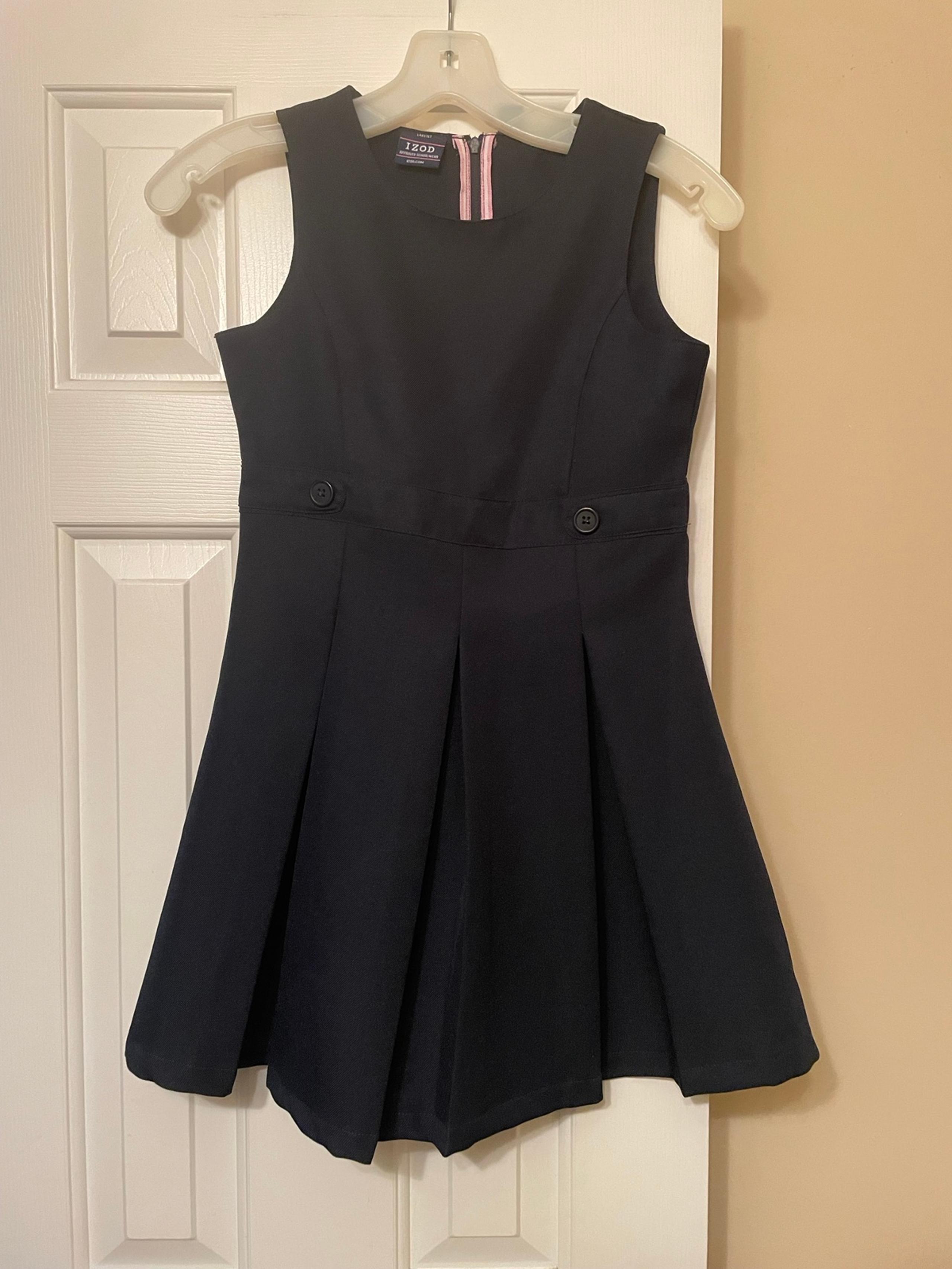 Girls Size 8 Navy Blue Izod Schoolwear Pleated Skirt Dress