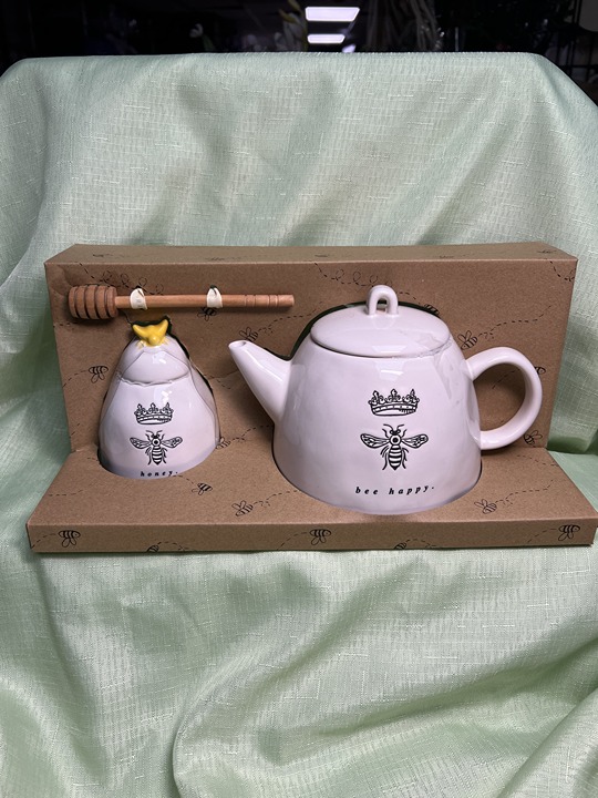 Rae Dunn Artisan Collection Honey Pot & Teapot (New in Box)