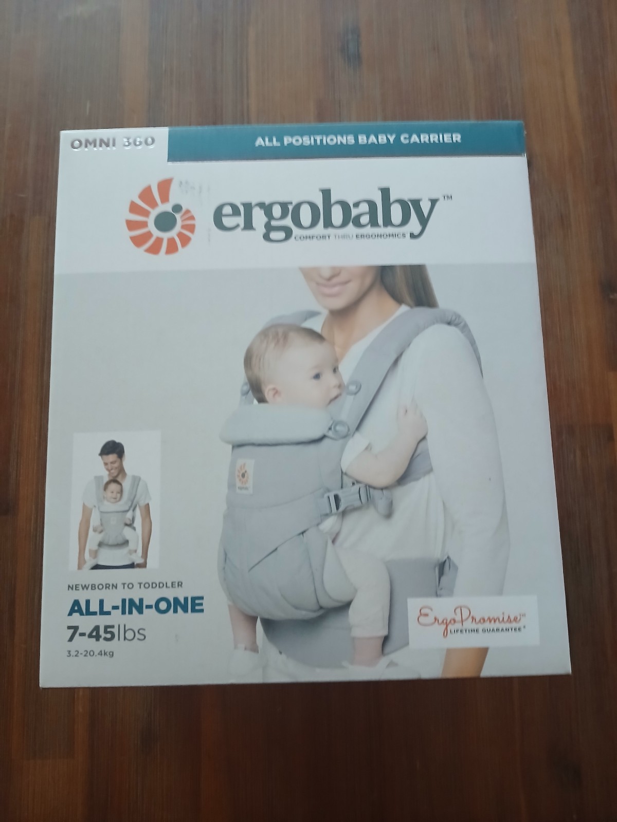 Ergobaby Omni 360 Pearl Grey Baby Carrier Newborn Toddler Lumbar Support 7-45Lbs
