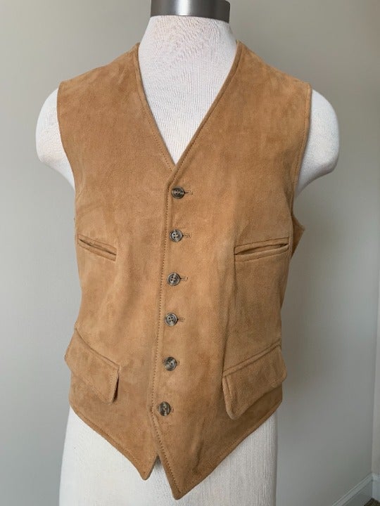 42 LG - Mens Vintage 1970s Deadstock Brooks Brothers Suede Leather Vest