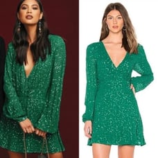 Show Me Your MuMu Mini Dress Wrap Beaded Sequined Holiday Party Green Small