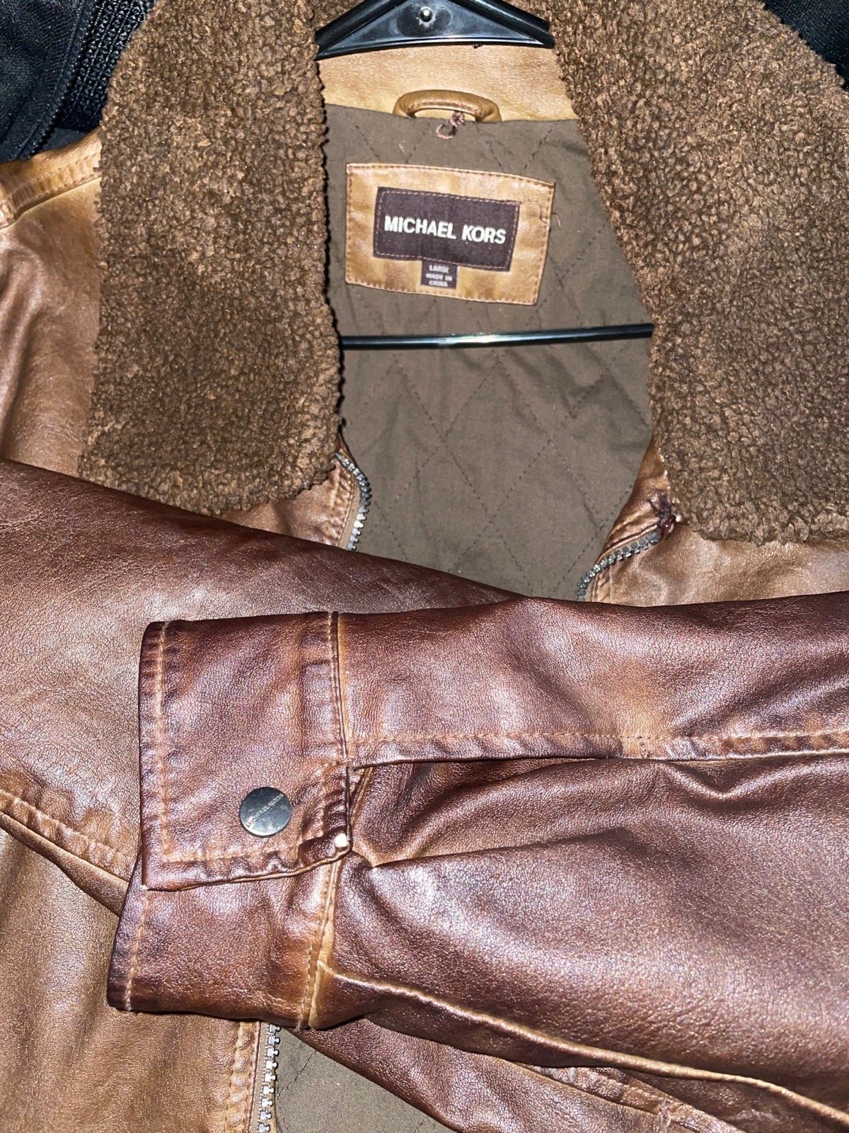 michael kors leather bomber