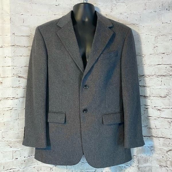 Oscar De La Renta Men’s Two Button Sport Coat Blazer Jacket Cashmere Wool Gray