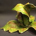 2 Vintage Pat Young Handmade Ceramic Candlestick Holders Florida Leaves