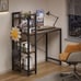 Small Computer Desk with 4-Tier Bookshelf and 8 Hooks