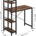 Small Computer Desk with 4-Tier Bookshelf and 8 Hooks
