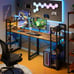 Small Computer Desk with 4-Tier Bookshelf and 8 Hooks