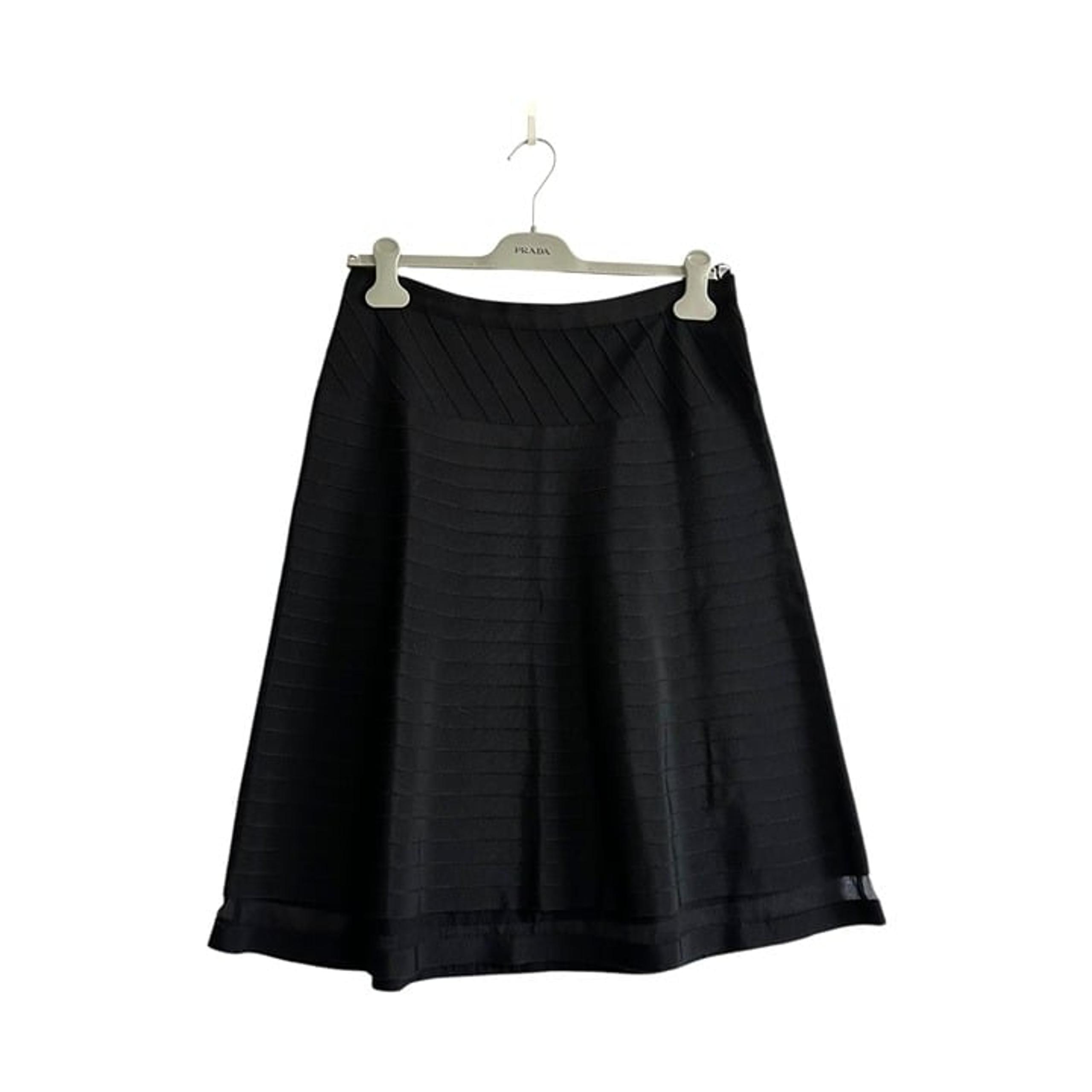 Prada Black Ottoman/Grosgrain A-Line Skirt, size 44 Italy/M