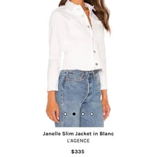 L'agence Jemma Blanc cropped Jean jacket. Size L white
