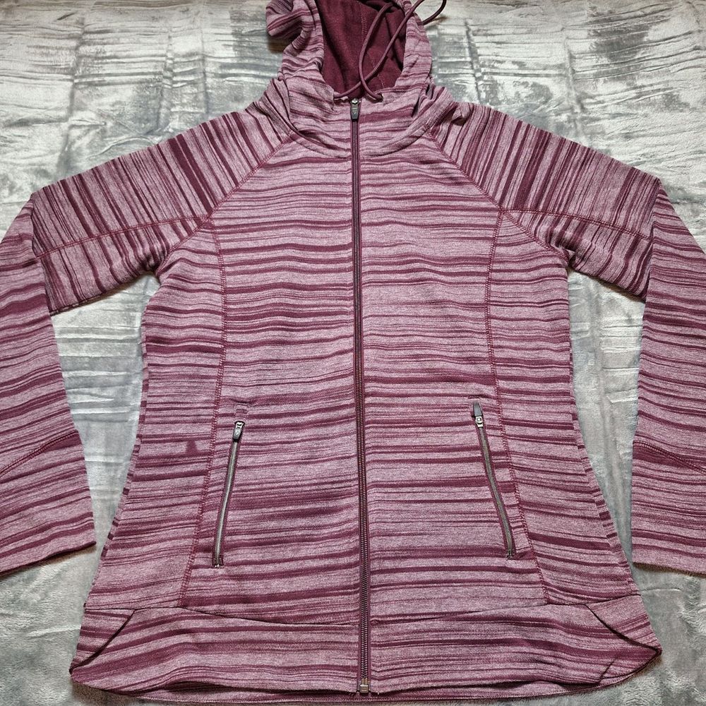 KUHL Full Zip Hoodie Jacket Sz S Maroon Mauve Activewear Stretch Thumbholes
