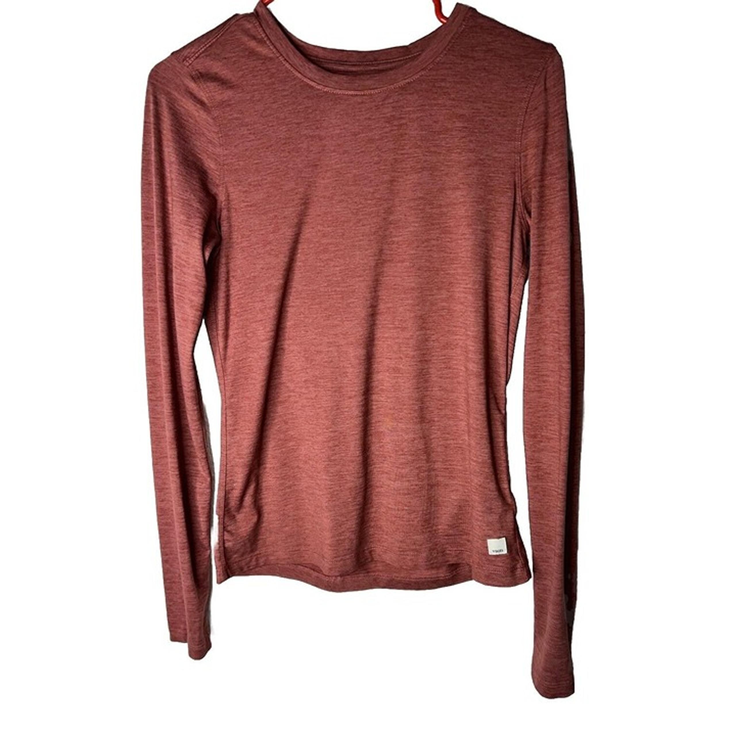 Vuori Lux Shirt Womens Small Rust Red Crew Neck Lightweight Stretch Casual B1