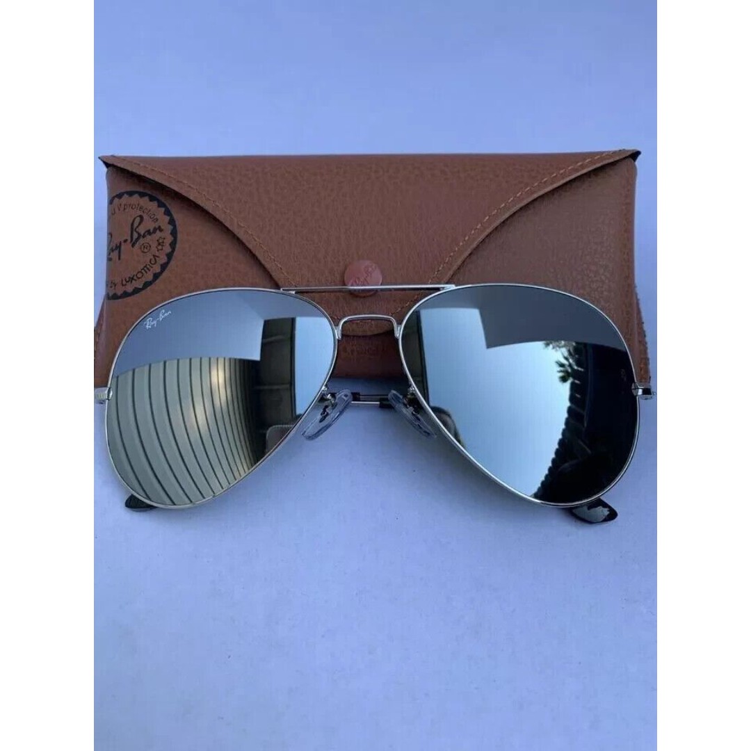 Ray-Ban Aviator Sunglasses RB3025 55m Silver Frame & Silver Mirror Lenses W3277