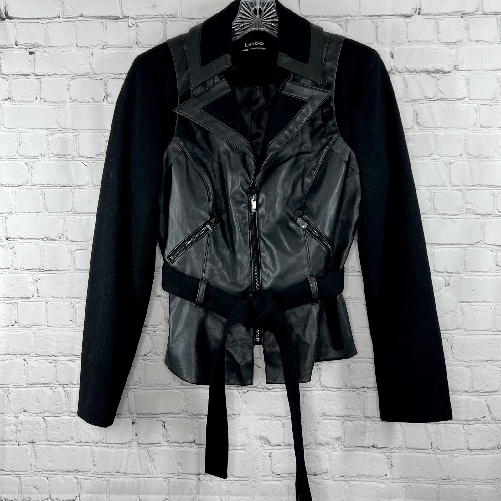 Bebe Black Faux Leather Jacket NWOT S