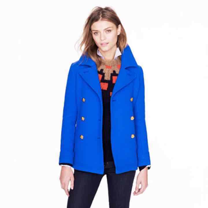 J. Crew Majesty Wool Pea Coat Royal Blue