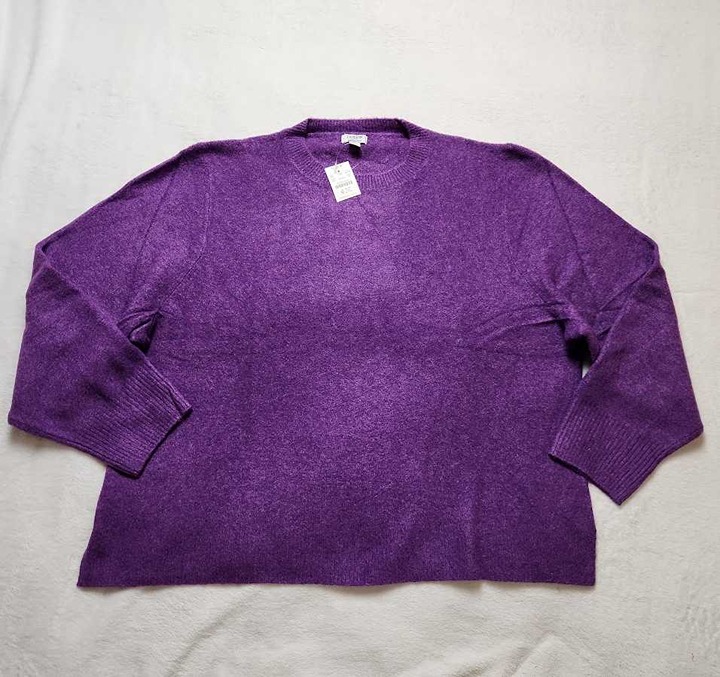 New women's 3X J Crew Factory crewneck sweater in extra-soft yarn Heather Grape