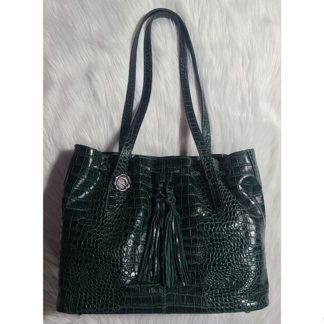 NWT|Patricia Nash|10th Anniversary Whitney Croc Embossed Green Leather Tote