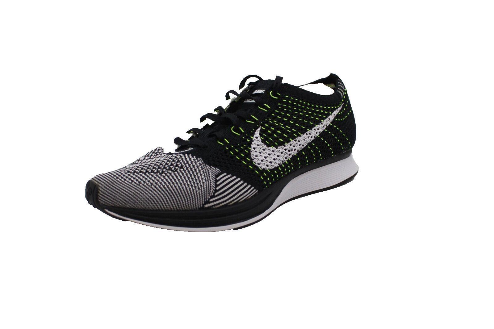 MENS 10.5 (W12) NIKE FLYKNIT RACER SHOES ORCA BLACK WHITE TONGUE 526628-011 2013