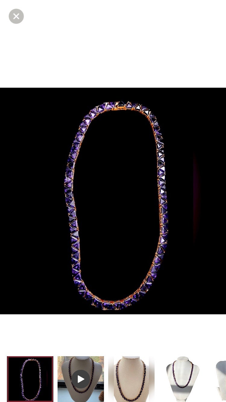 Suzanne Somers Amethyst CZ Triangle Necklace 18 1/4” 14K GoldPlate on 925 Silver