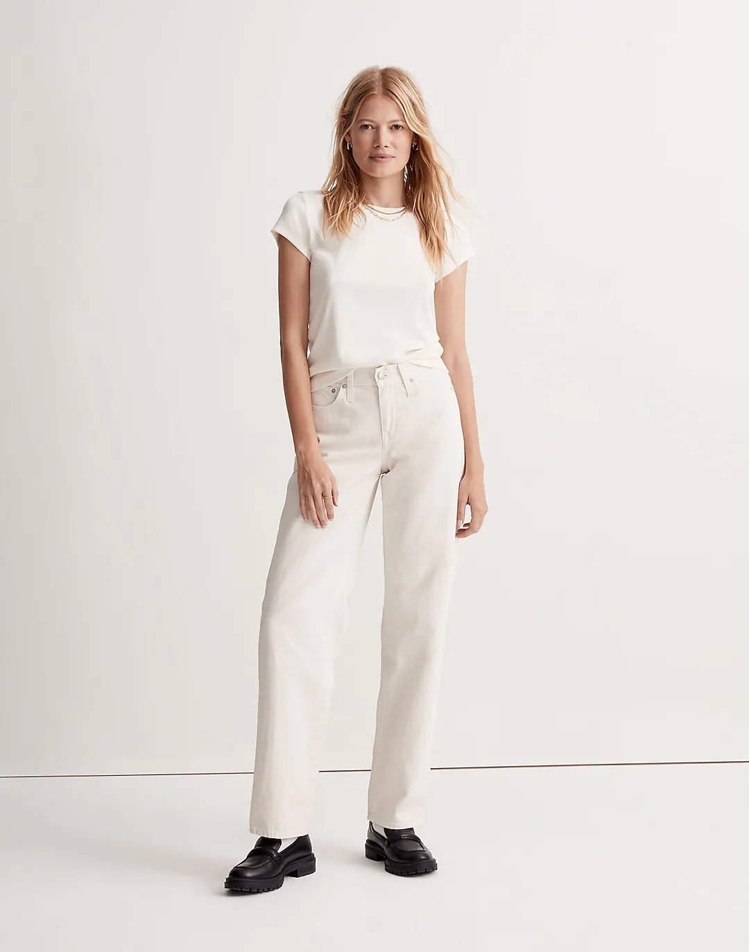 Madewell x Donni Low-Rise Loose Jeans in Antique Cream NWT