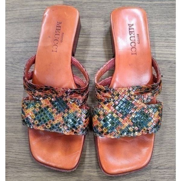 SESTO MEUCCI WOVEN ITALIAN WEDGE SANDAL LEATHER SIZE 6M