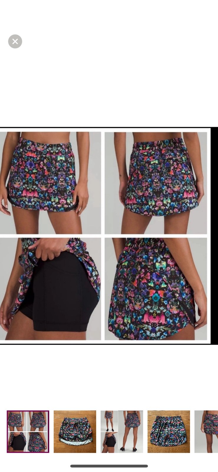 LULULEMON HOTTY HOT HIGH RISE SKIRT/SKORT LONG-FLOWERSCOPE BLACK MULTI-12