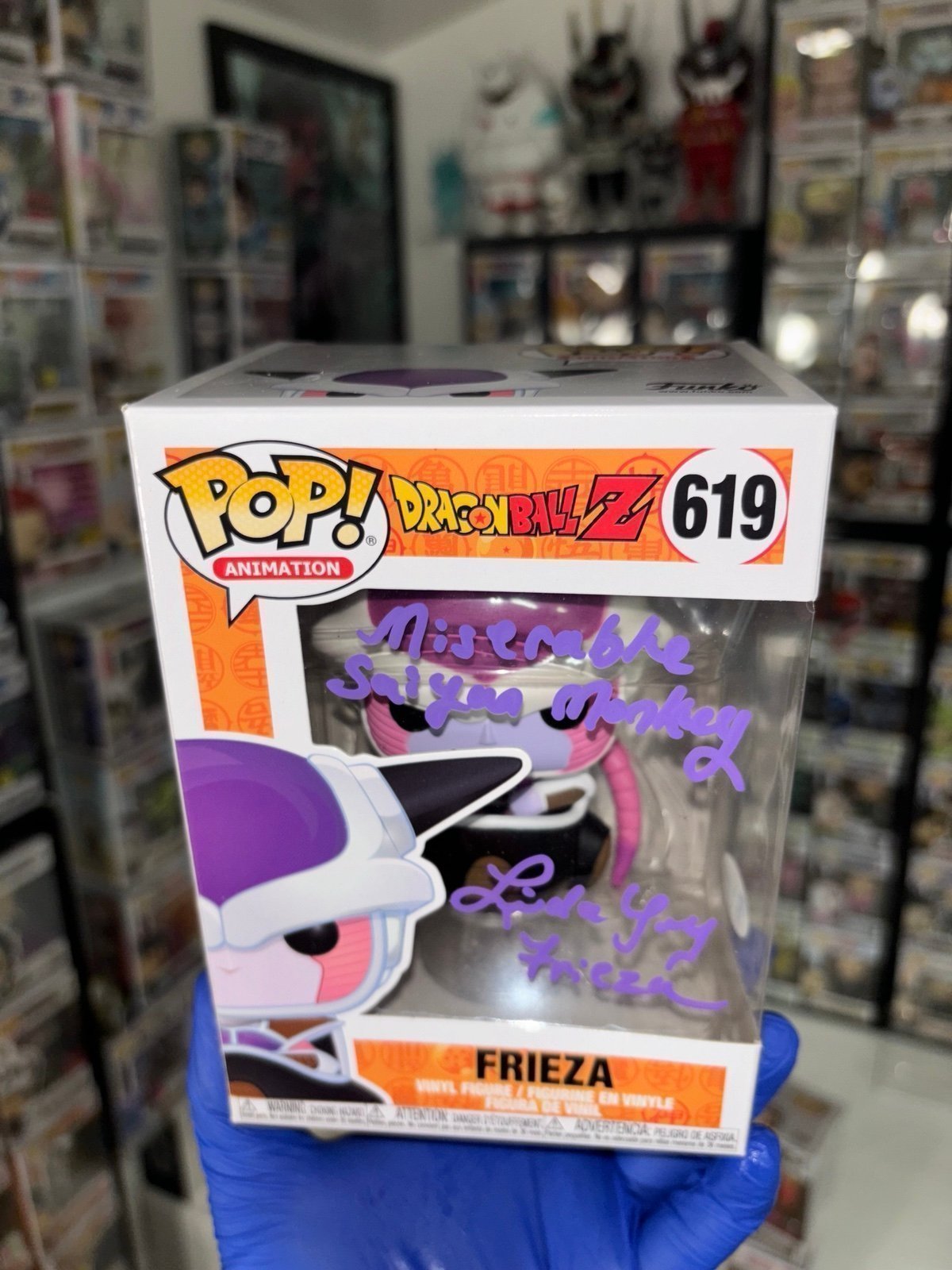 Dragon ball Z autographed Frieza with quote PSA COA w/ barcode