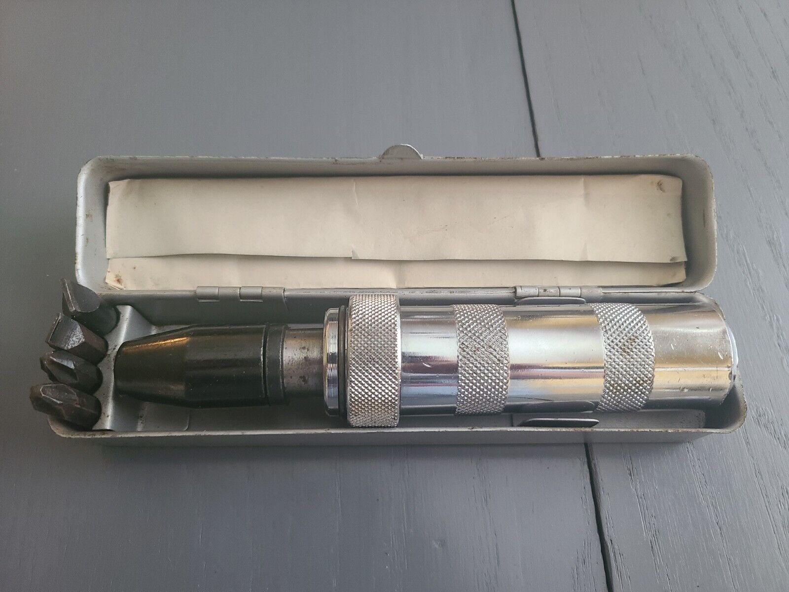 Vintage NASA 1900 Reversible Impact Type Driver Bits & Instructions Metal Case