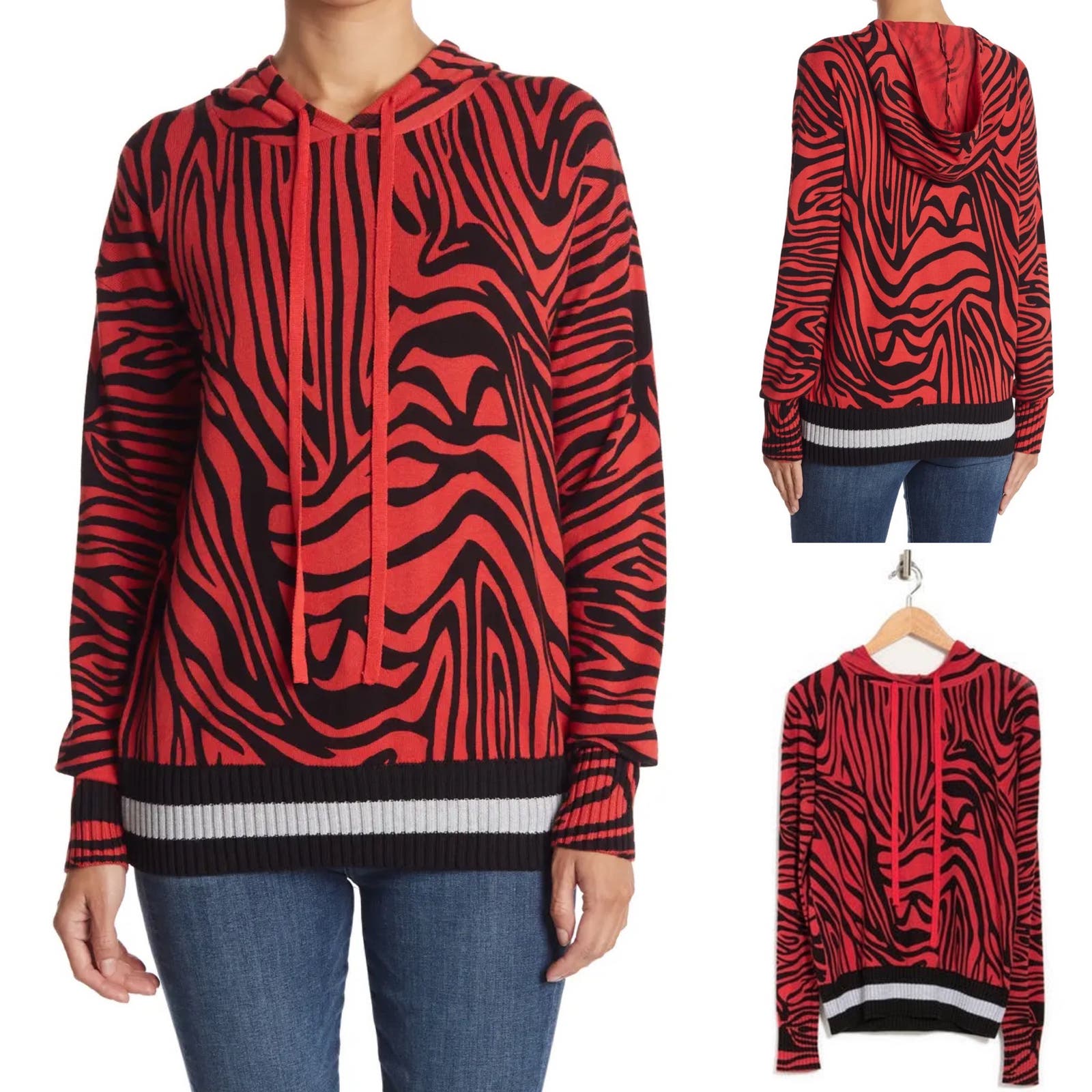 Central Park West Hooded Sweater in Poppy Size Medium