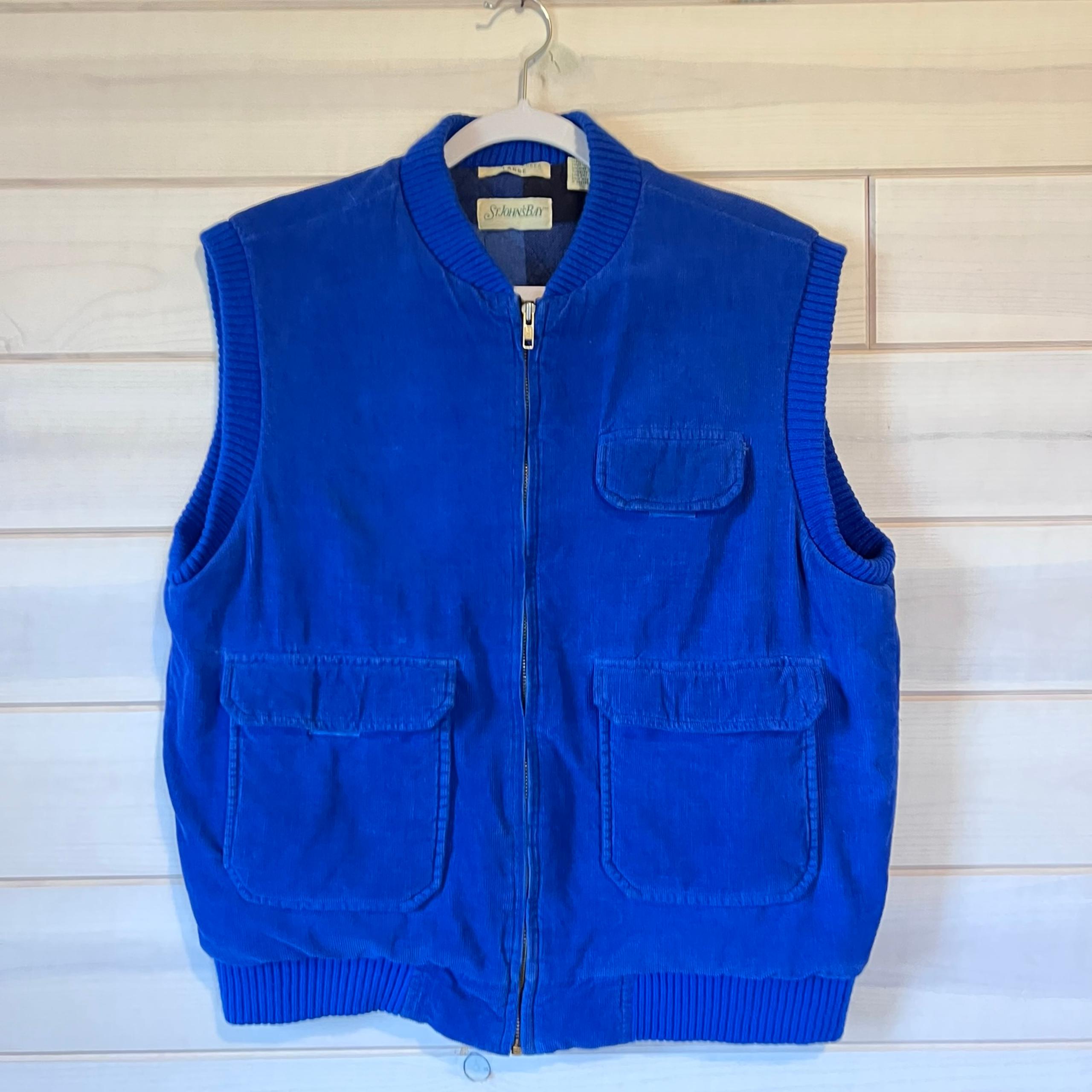 Vintage 90s St. Johns Bay Corduroy Blue Multi Pocket Fish Vest Men’s L