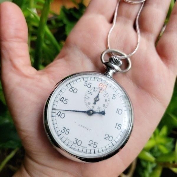 Vintage Brenet Swiss Made Ornate Stop Watch Necklace