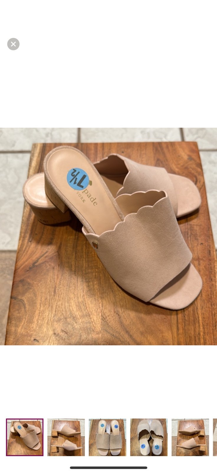 NWOT Kate Spade New York Blythe Suede Scallop Slip On Sandals In Blush
