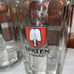 Preowned SPATEN .5 Liter Munchen Munich Beer Stein Mug Glass Spade Logo Set Of 2
