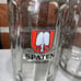 Preowned SPATEN .5 Liter Munchen Munich Beer Stein Mug Glass Spade Logo Set Of 2