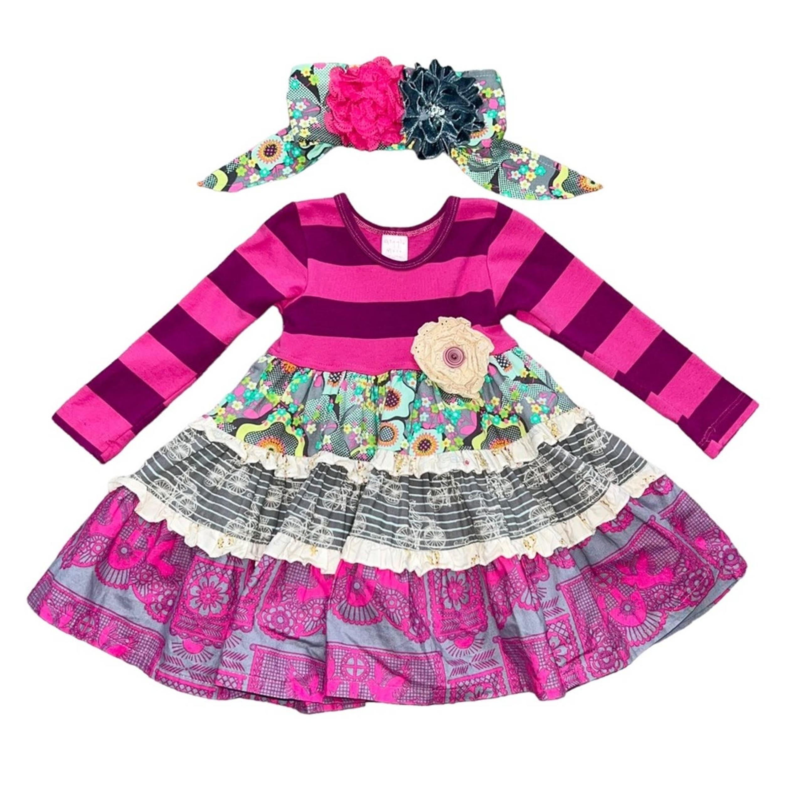 2T Giggle Moon Eternal Bliss Twirl Ruffle Ling Sleeve Fall Dress & Headband Set