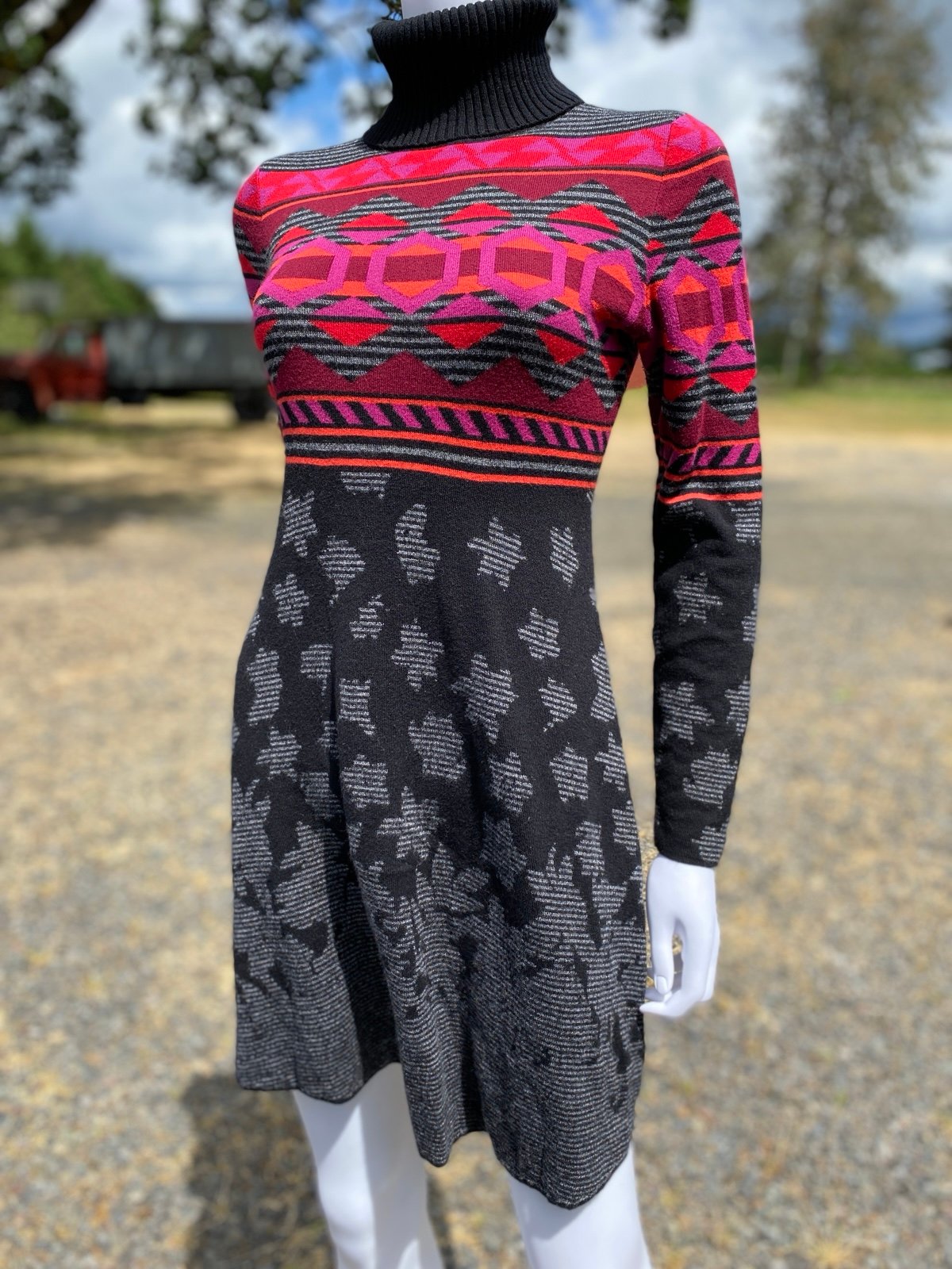 KRIMSON KLOVER Fair Isle Merino Blend Sweater Dress - SM
