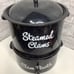 Vintage Speckled Enamel Double Steam Pot Clam Broth Corn Lobster Spigot w/Lid