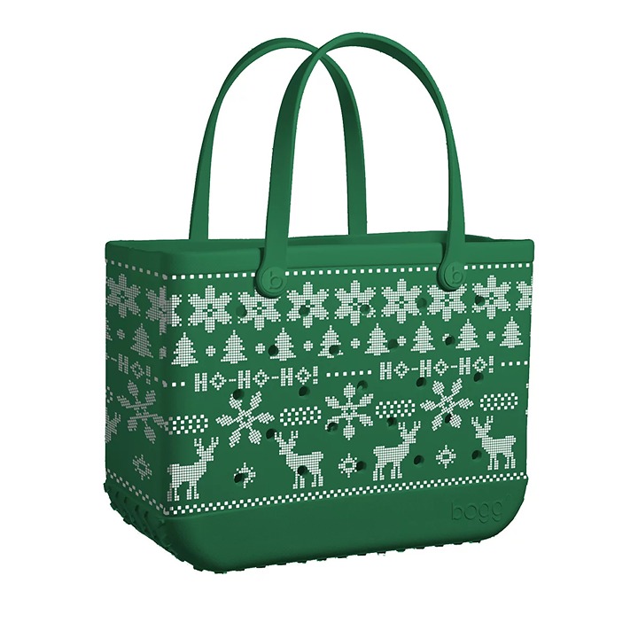 BRAND NEW - Original Bogg Bag Ugly Sweater GREEN Christmas Shopping Durable, NWT