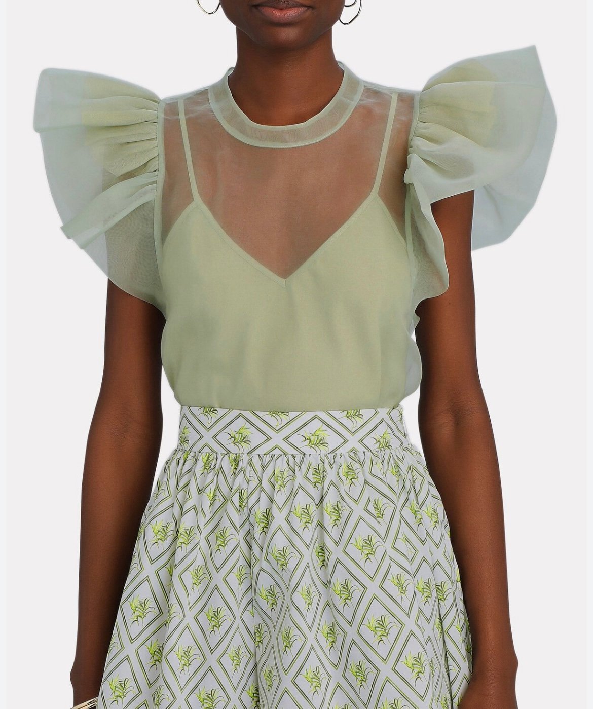 Jonathan Simkhai organza green top XS