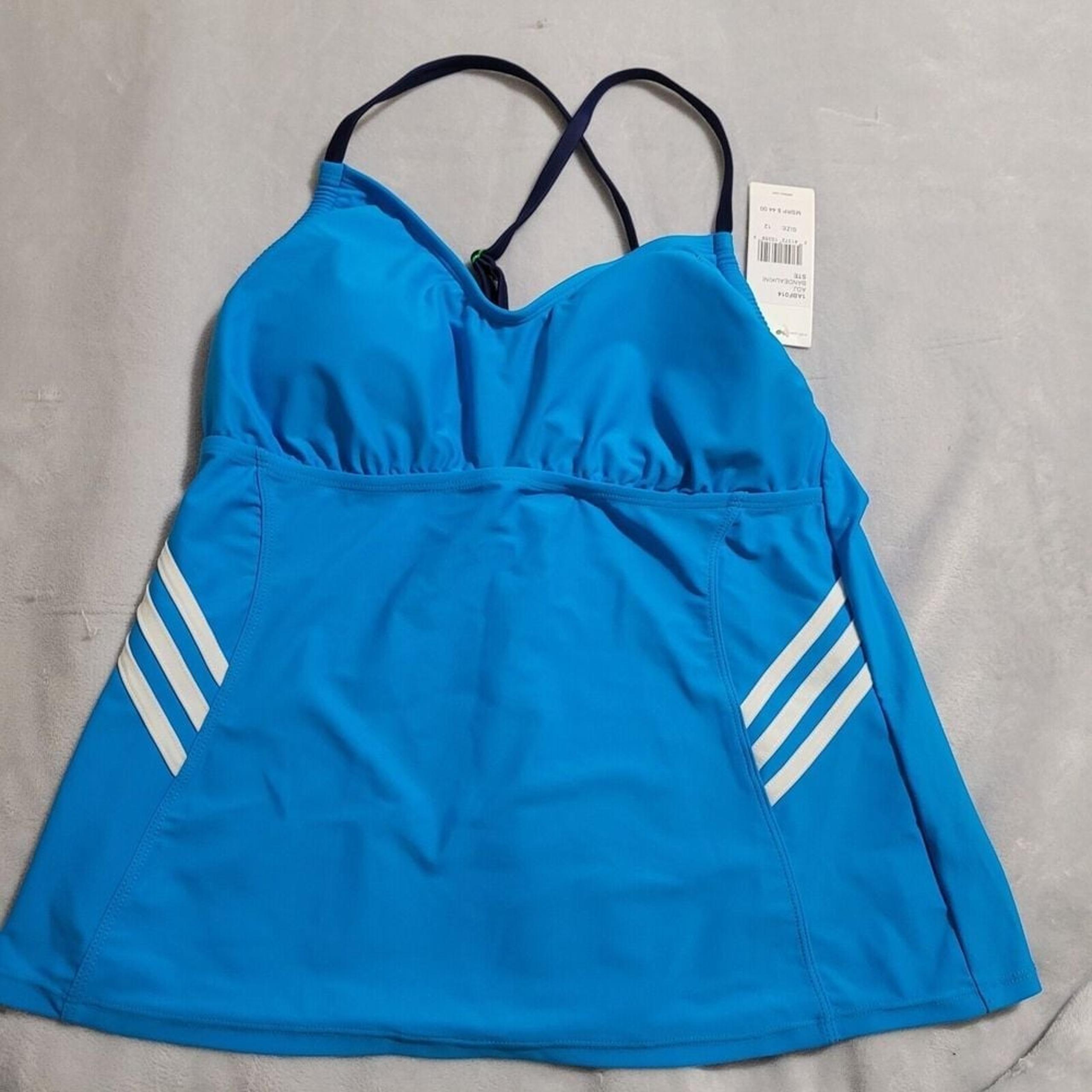 Adidas Bandeau Tankini Bandeaukini  Swim Top Size 12 Adjustable Straps NWT
