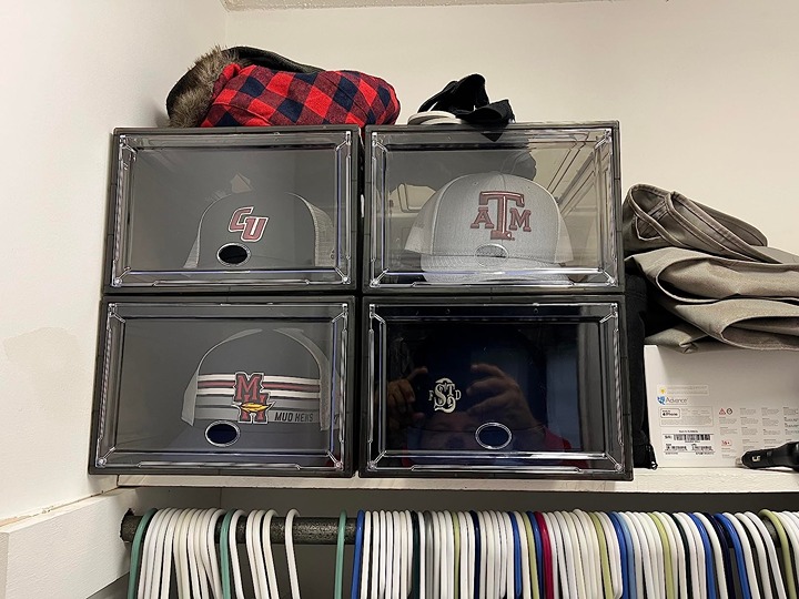 Hat Organizer Box, 6 Boxes for 40 Pack Hats, Upgrade Harder Solid Plastic Hat Or