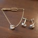 SWANK Gols Silver Two Tone Knot Design Tie Bar and Cufflinks Set Vintage