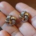 SWANK Gols Silver Two Tone Knot Design Tie Bar and Cufflinks Set Vintage